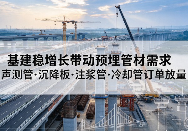 青川基建稳增长带动预埋监测管材需求，声测管、沉降板、注浆管订单持续放量